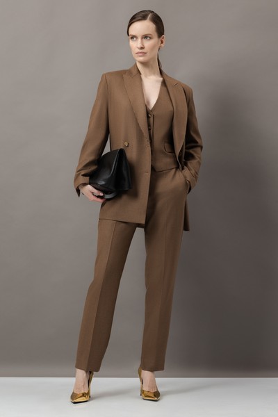 Брюки в мелкую клетку VASSA&Co, пол женский, цвет коричневый, фото №2