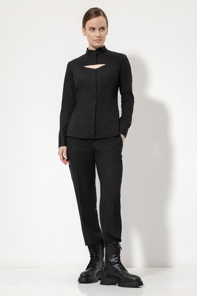 Блузка с фигурным вырезом VASSA&Co, пол женский, цвет черный, фото №3