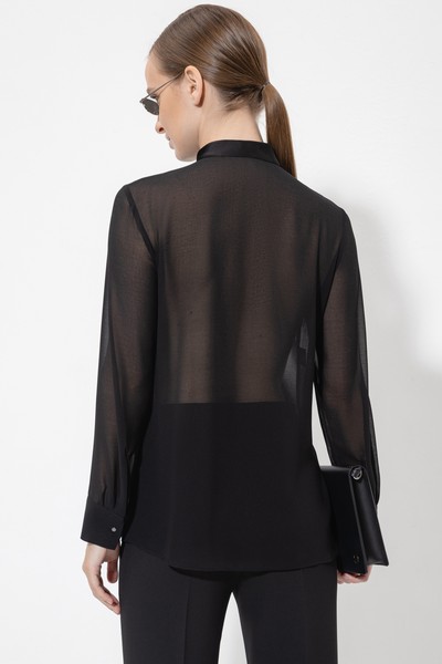 Блузка с прозрачной спинкой VASSA&Co, пол женский, цвет черный, фото №5