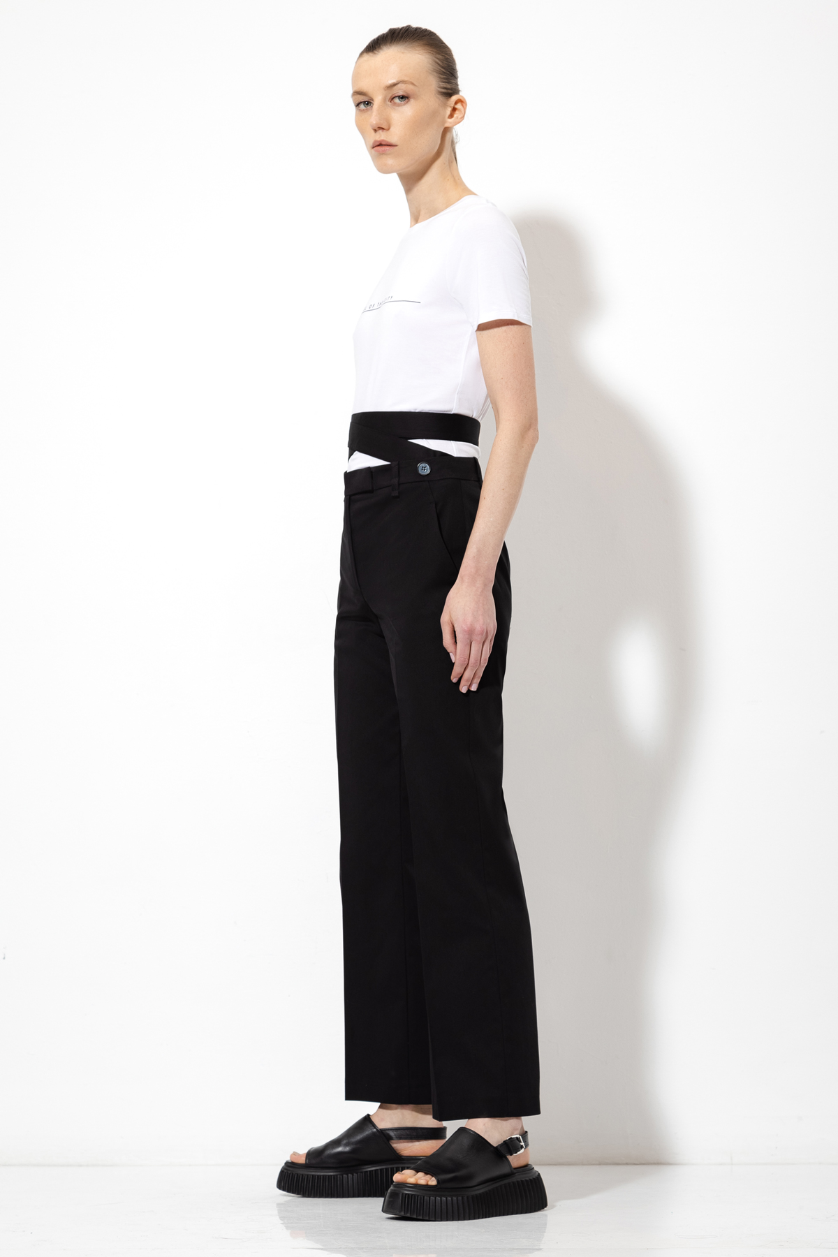 Брюки со съемной деталью VASSA&Co, пол женский, цвет черный, фото №3