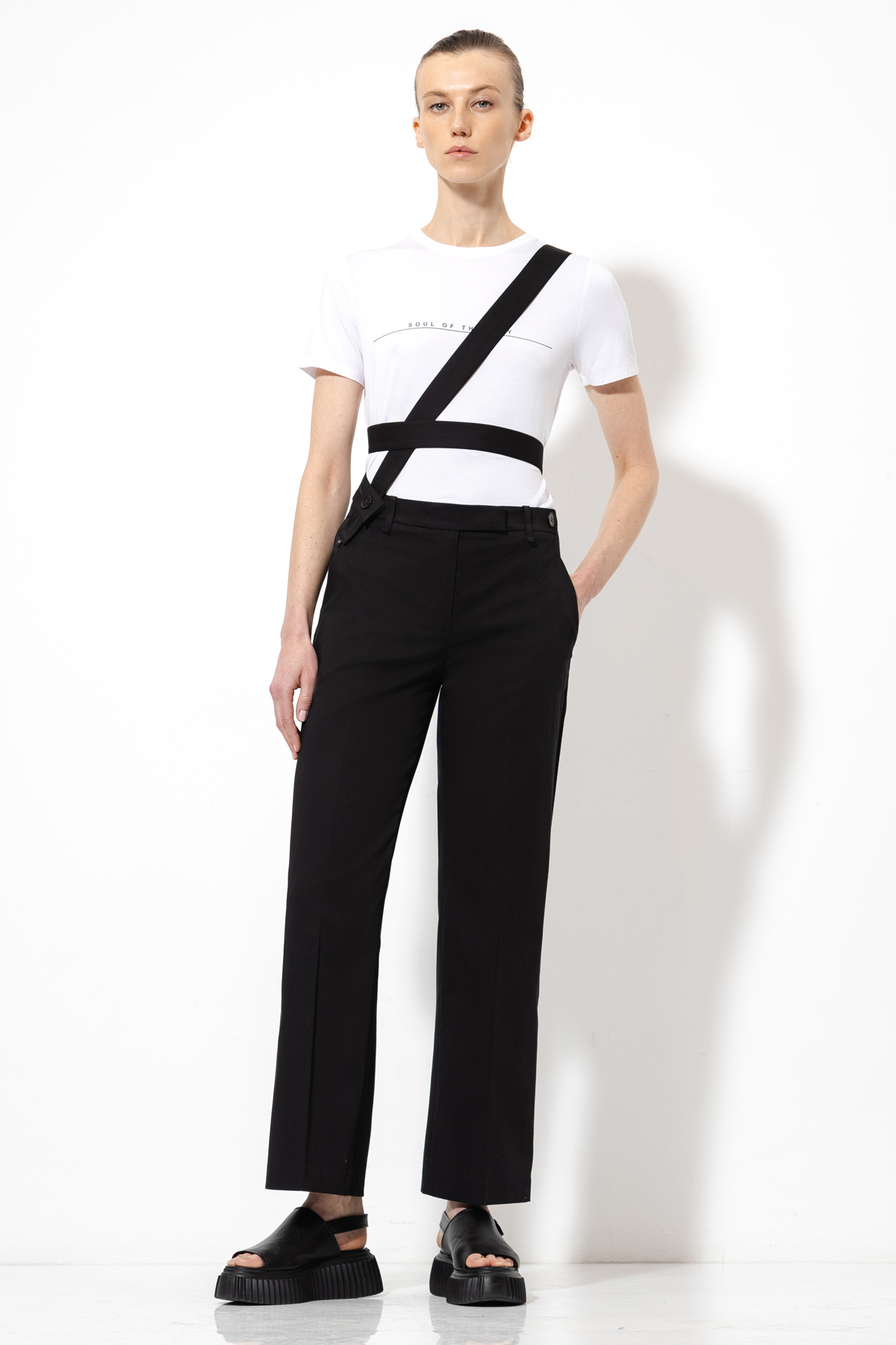 Брюки со съемной деталью VASSA&Co, пол женский, цвет черный, фото №2