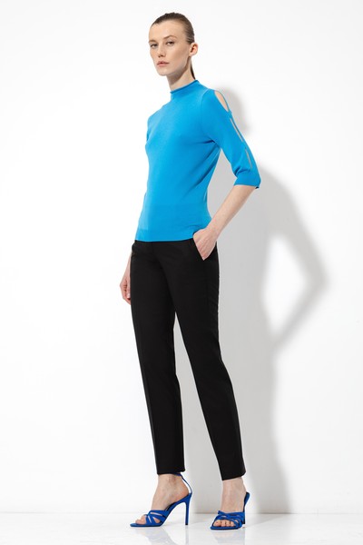 Джемпер с разрезами VASSA&Co, пол female, цвет синий, фото №2