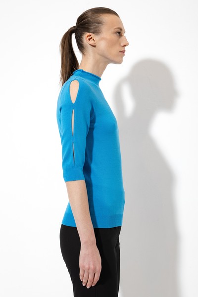 Джемпер с разрезами VASSA&Co, пол female, цвет синий, фото №4