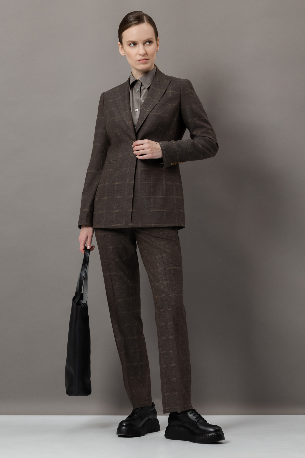 Однобортный жакет VASSA&Co, пол женский, цвет коричневый, фото №4