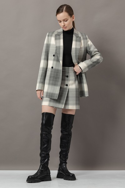 Жакет в крупную клетку VASSA&Co, пол женский, цвет черный, фото №4