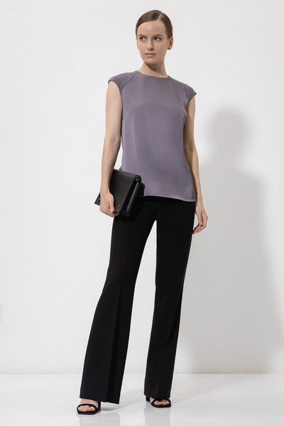 Блузка с фактурными вставками VASSA&Co, пол женский, цвет фиолетовый, фото №2