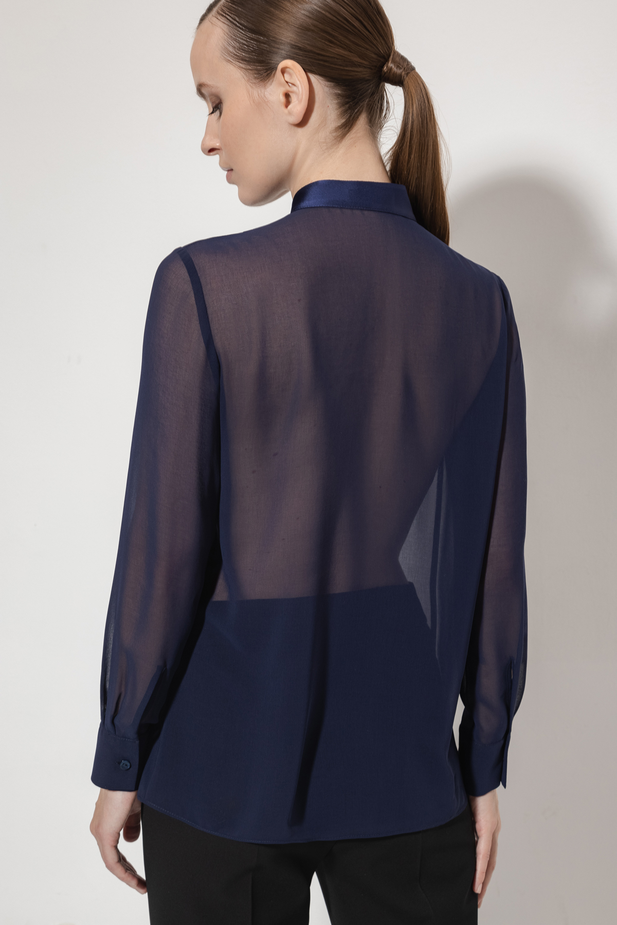 Блузка с прозрачной спинкой VASSA&Co, пол женский, цвет синий, фото №5