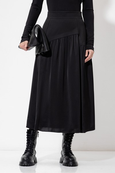 Юбка с асимметричной деталью VASSA&Co, пол female, цвет black, фото №2