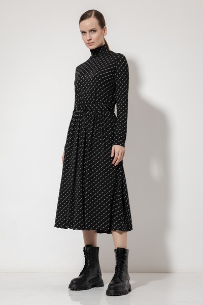 Платье-баллон с принтом VASSA&Co, пол женский, цвет черный, фото №4