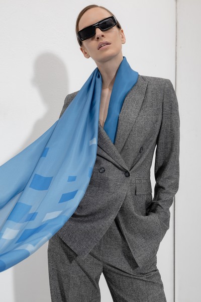 Scarf VASSA&Co, пол female, цвет синий, фото №4