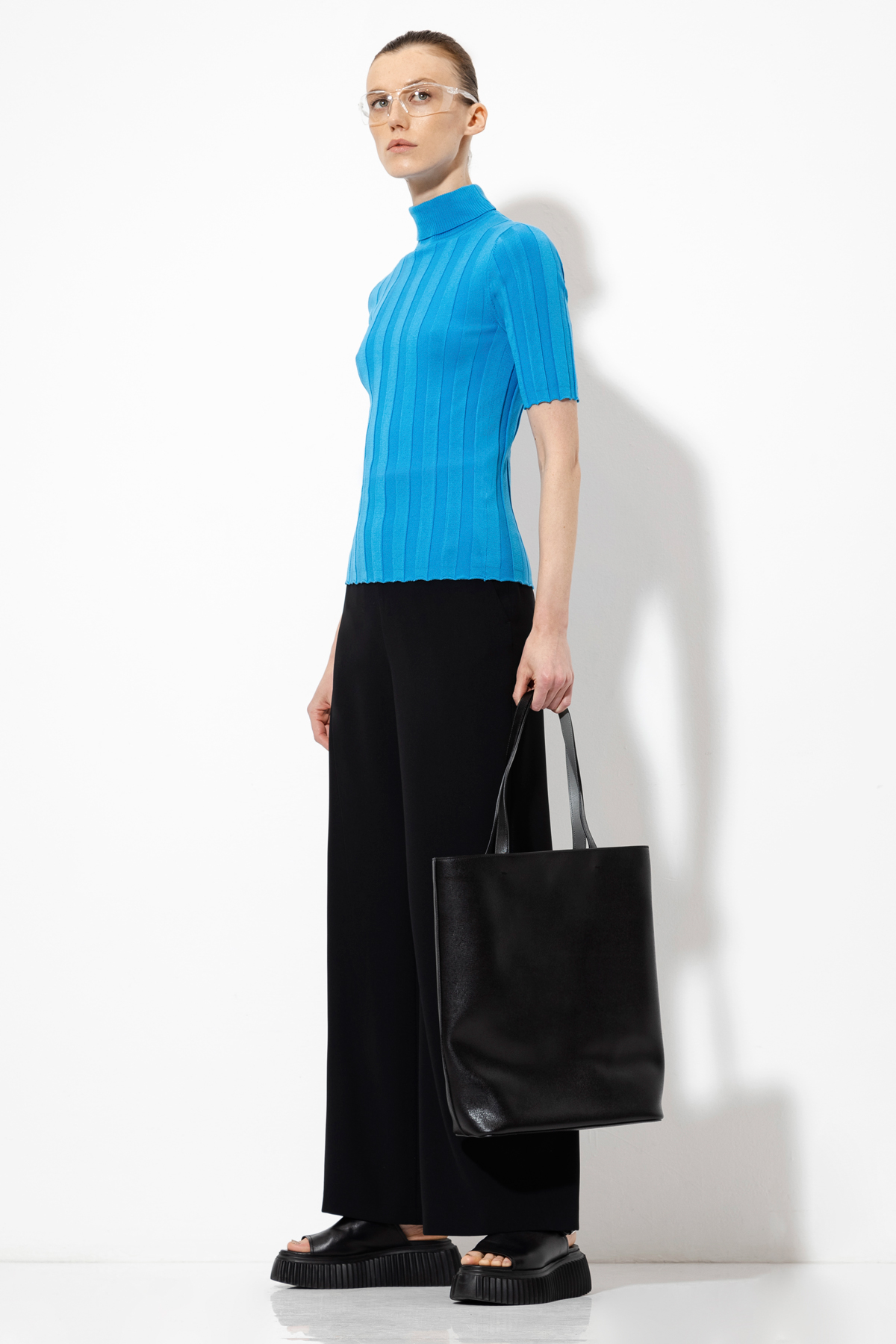 Водолазка с коротким рукавом VASSA&Co, пол женский, цвет синий, фото №3