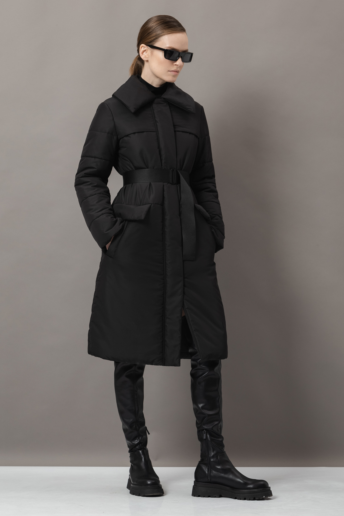 Пальто из плащевой ткани VASSA&Co, пол женский, цвет черный, фото №3