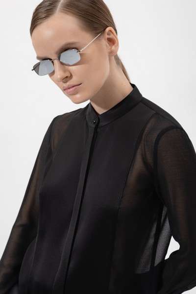 Блузка с прозрачной спинкой VASSA&Co, пол женский, цвет черный, фото №6