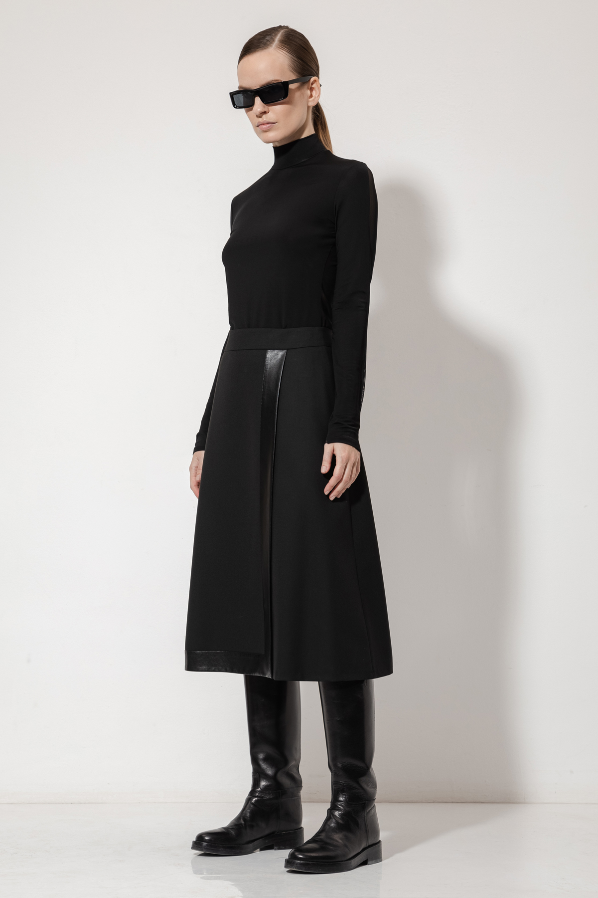 Юбка с имитацией запаха VASSA&Co, пол женский, цвет черный, фото №3