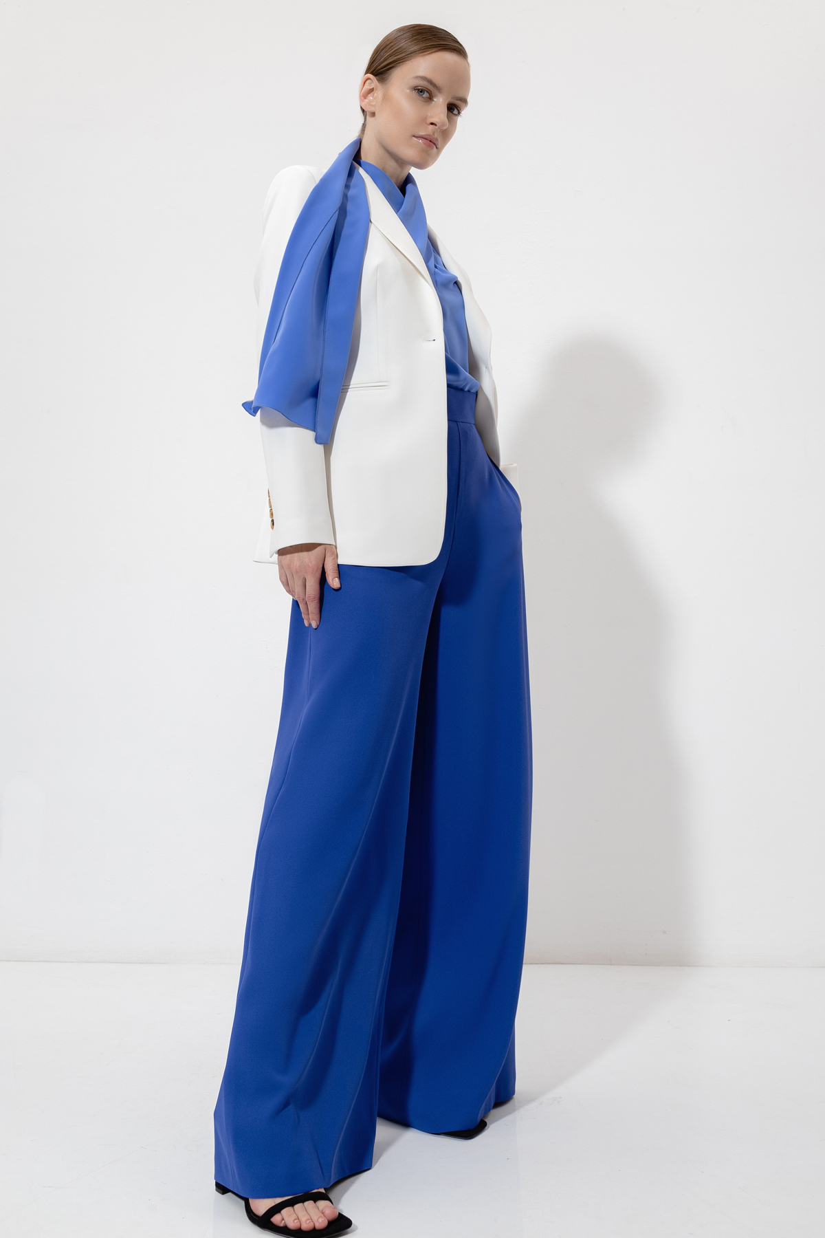 Брюки палаццо VASSA&Co, пол женский, цвет синий, фото №6