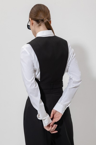 Укороченный жилет VASSA&Co, пол женский, цвет черный, фото №5