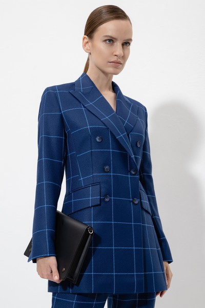 Жакет в клетку VASSA&Co, пол женский, цвет синий, фото №4