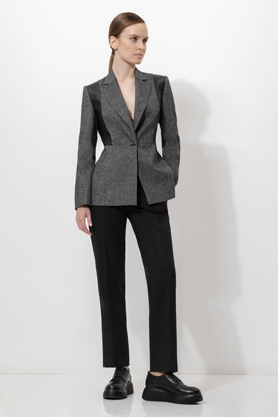 Жакет с деталями из экокожи VASSA&Co, пол женский, цвет серый, фото №2