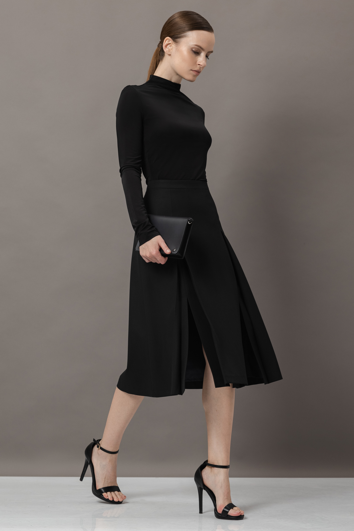 Юбка с разрезами VASSA&Co, пол женский, цвет черный, фото №3