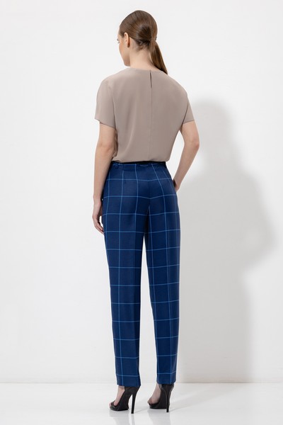 Брюки в клетку VASSA&Co, пол женский, цвет синий, фото №3