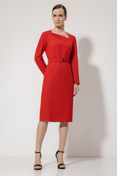 Платье-футляр с асимметричным вырезом VASSA&Co, пол женский, цвет красный, фото №3
