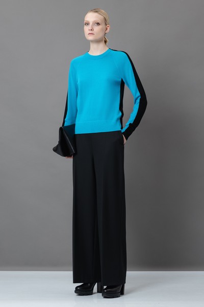 Джемпер из шерсти VASSA&Co, пол женский, цвет голубой, фото №3