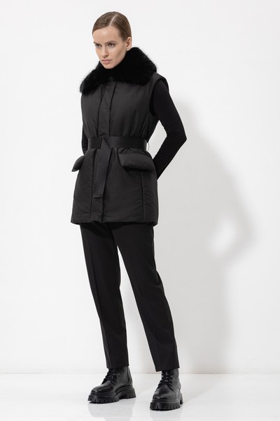 Жилет со съемным воротником VASSA&Co, пол женский, цвет черный, фото №3