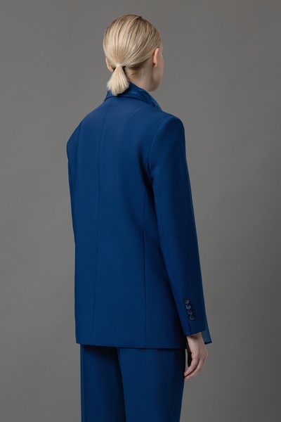 Жакет со съемным шарфом из шелка VASSA&Co, пол female, цвет синий, фото №4