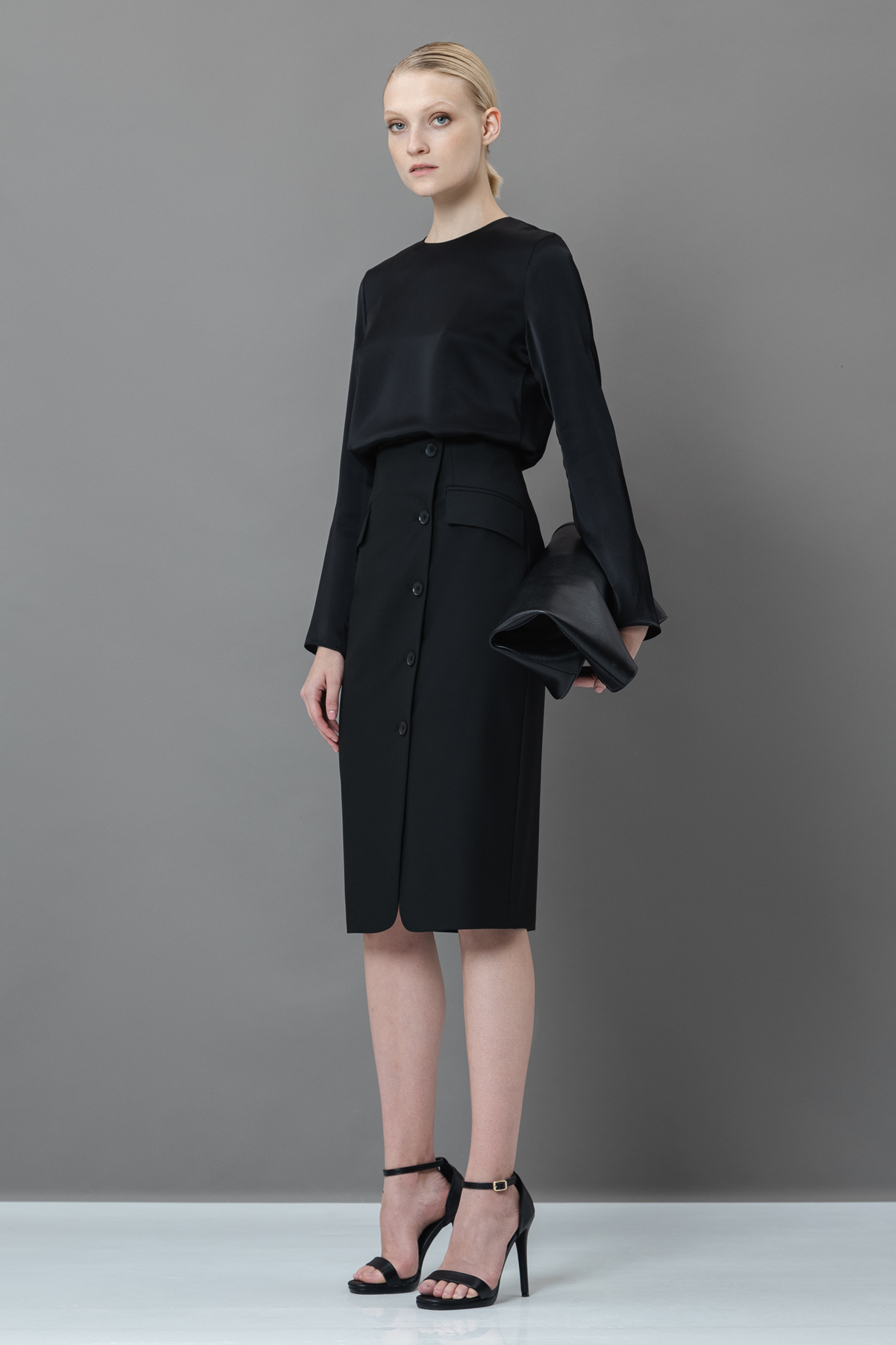 Юбка с асимметричным разрезом VASSA&Co, пол female, цвет black, фото №2