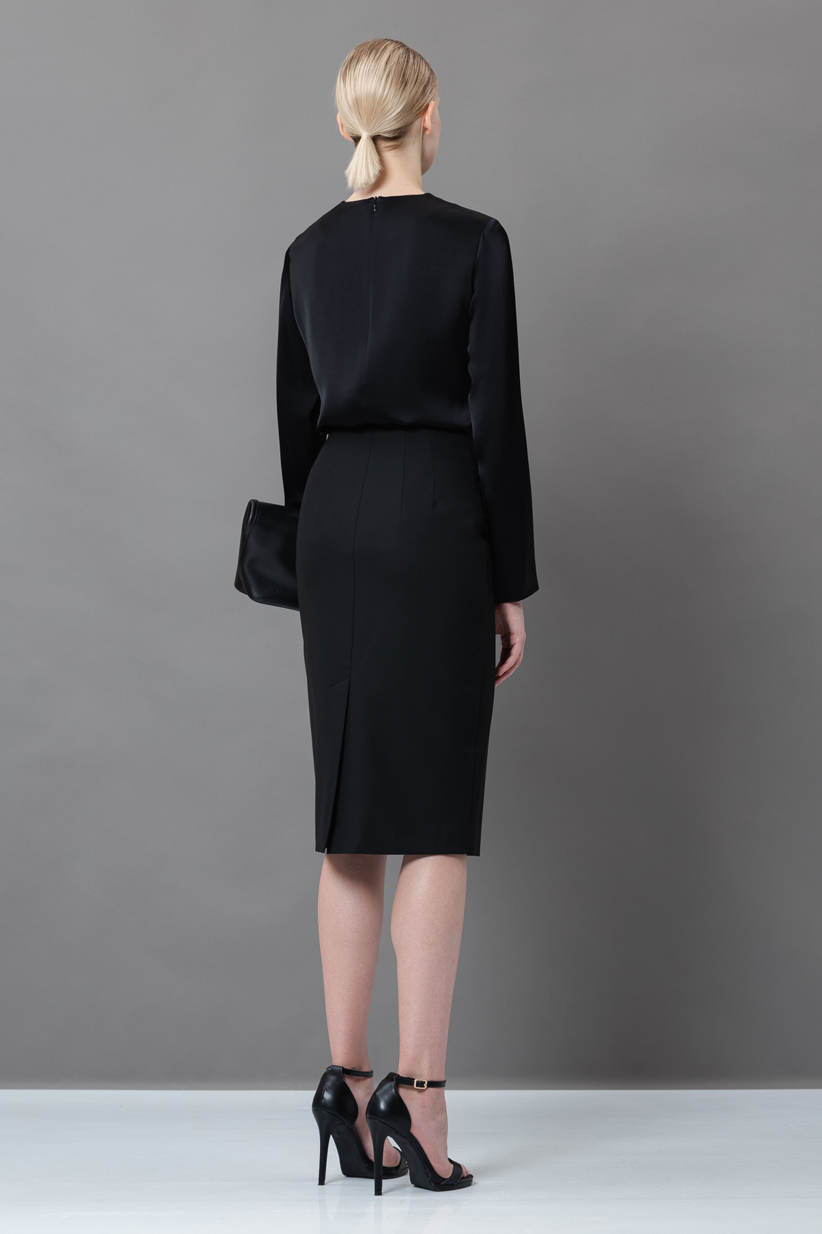 Юбка с асимметричным разрезом VASSA&Co, пол female, цвет black, фото №3