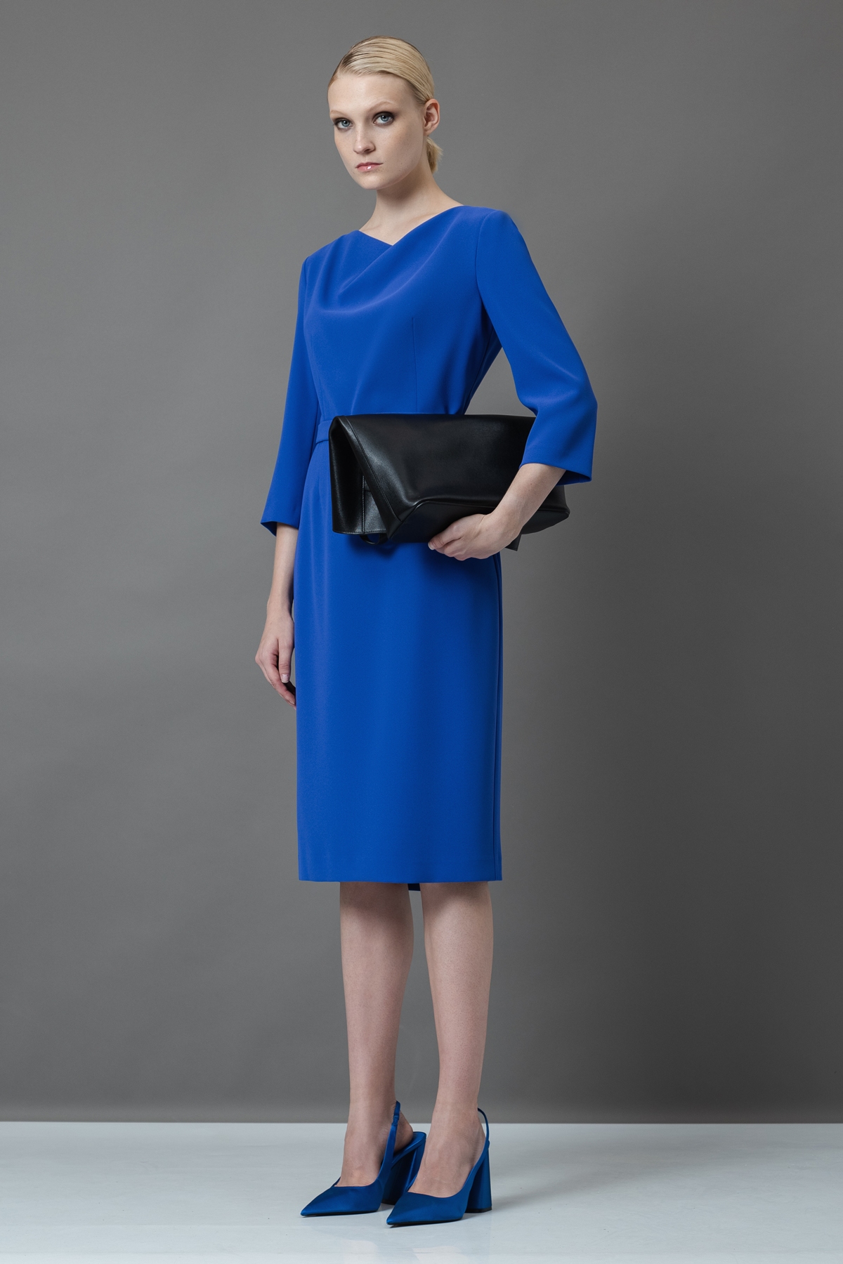 Платье с асимметричным вырезом VASSA&Co, пол женский, цвет синий, фото №3