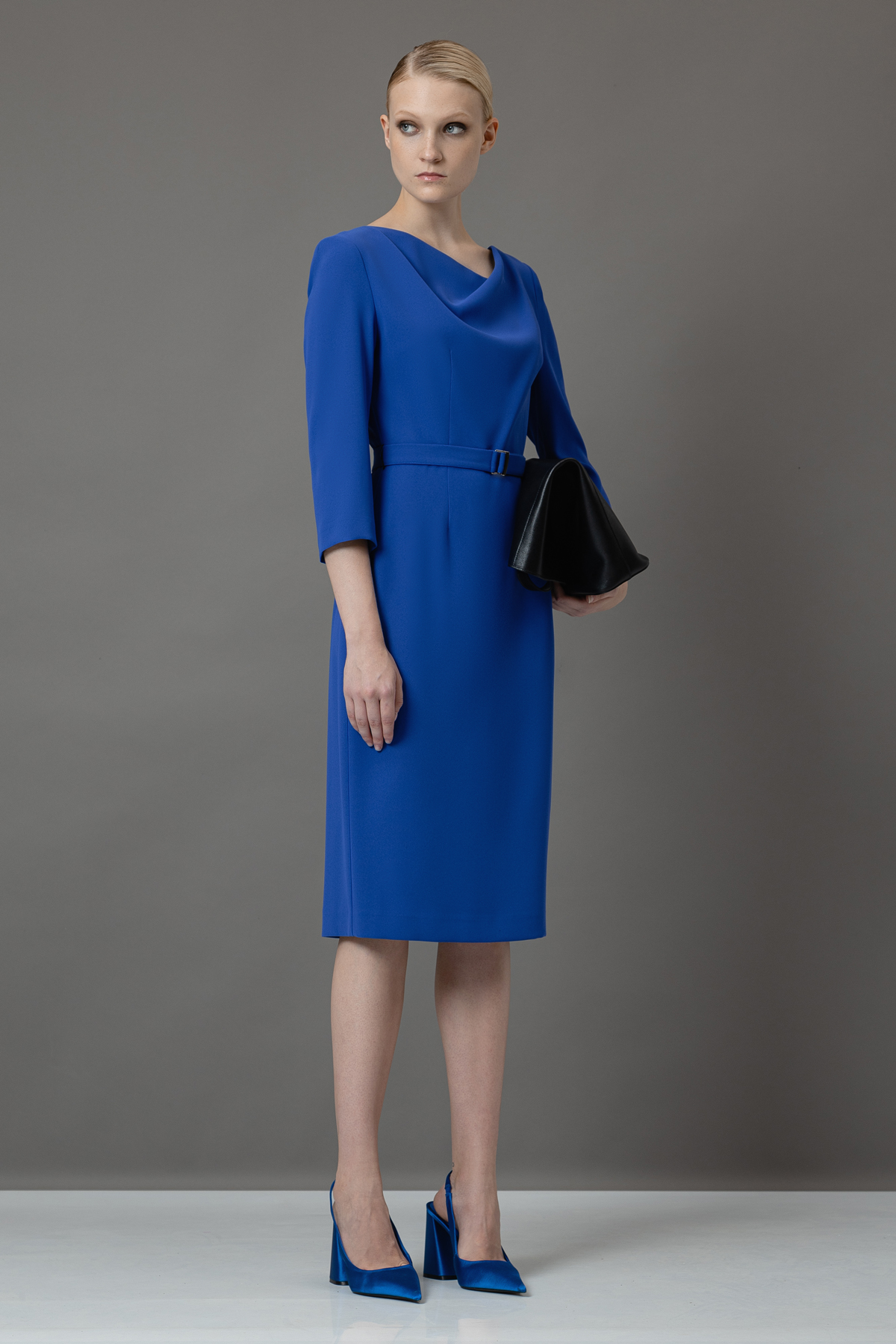 Платье с асимметричным вырезом VASSA&Co, пол женский, цвет синий, фото №4