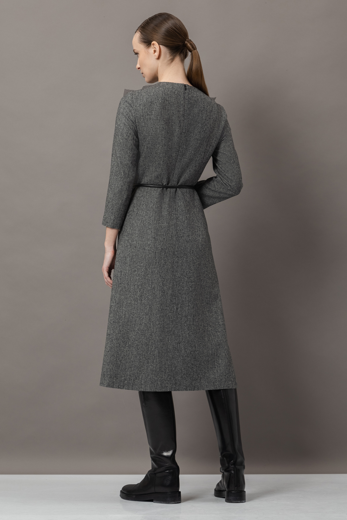 Платье с деталями из сетки VASSA&Co, пол женский, цвет серый, фото №5