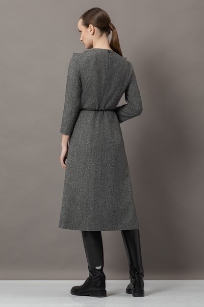 Платье с деталями из сетки VASSA&Co, пол женский, цвет серый, фото №5