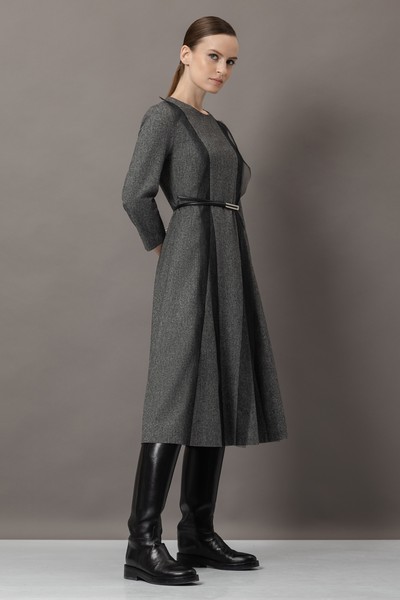 Платье с деталями из сетки VASSA&Co, пол женский, цвет серый, фото №4