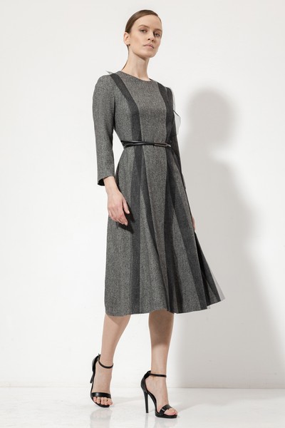 Платье с деталями из сетки VASSA&Co, пол женский, цвет серый, фото №3