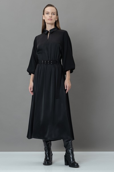 Платье с широкими рукавами VASSA&Co, пол женский, цвет черный, фото №3