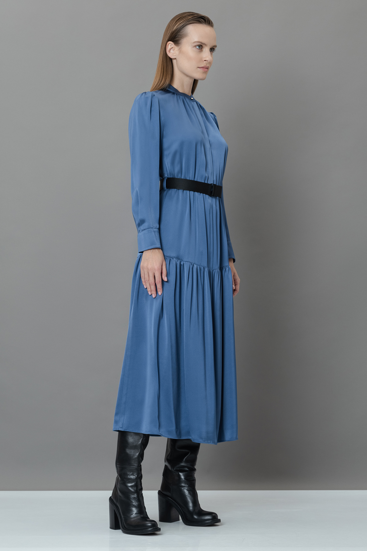 Платье из вискозы VASSA&Co, пол женский, цвет синий, фото №3