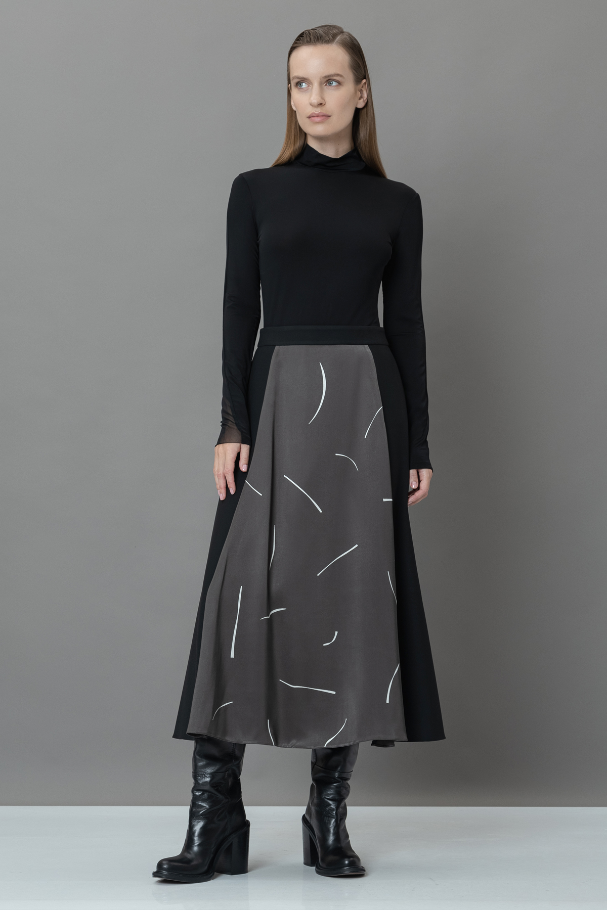 Юбка с контрастной деталью VASSA&Co, пол female, цвет brown, фото №3