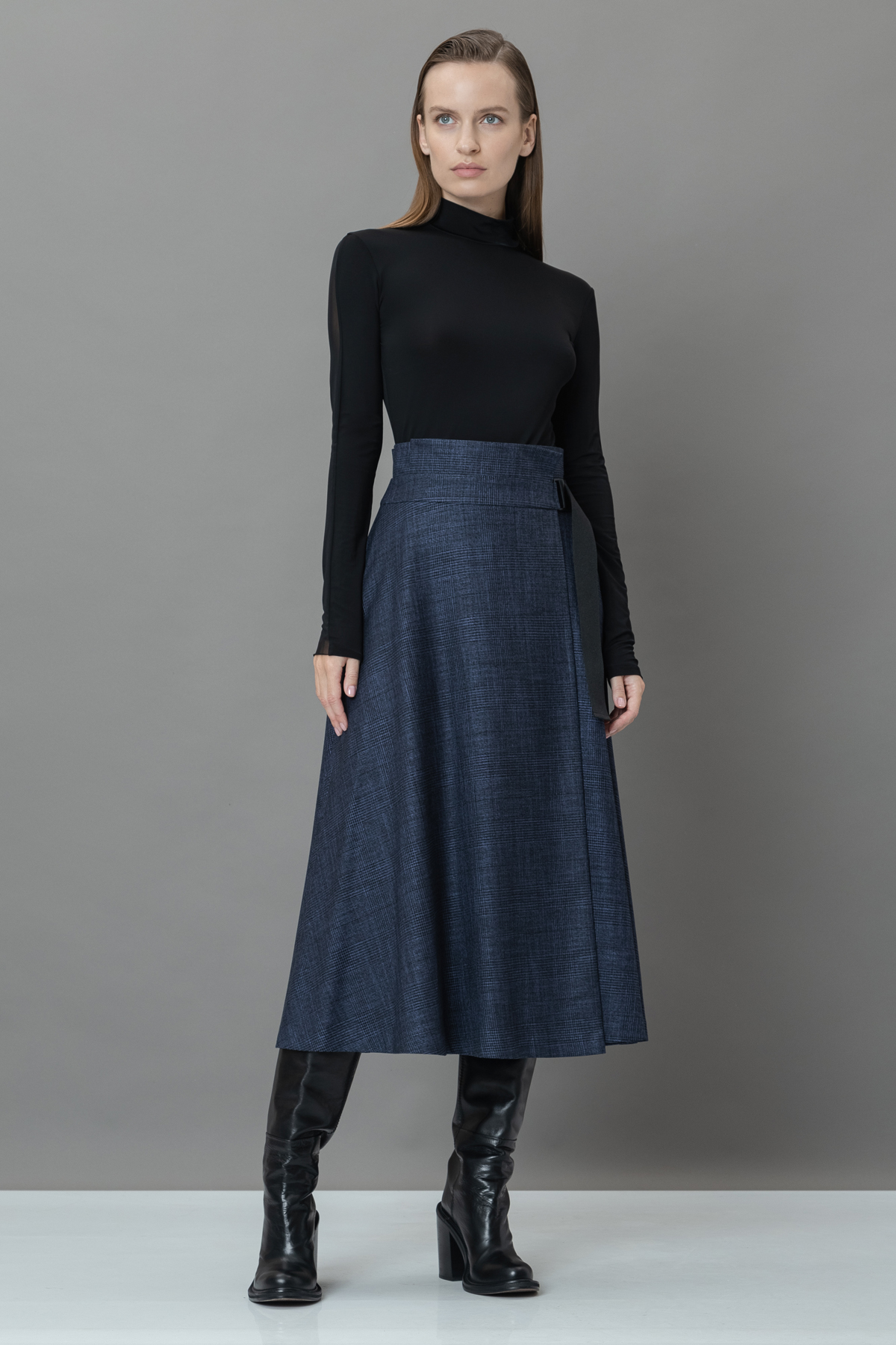 Юбка с поясом-стропой VASSA&Co, пол женский, цвет синий, фото №3