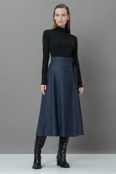 Юбка с поясом-стропой VASSA&Co, пол женский, цвет синий, фото №3