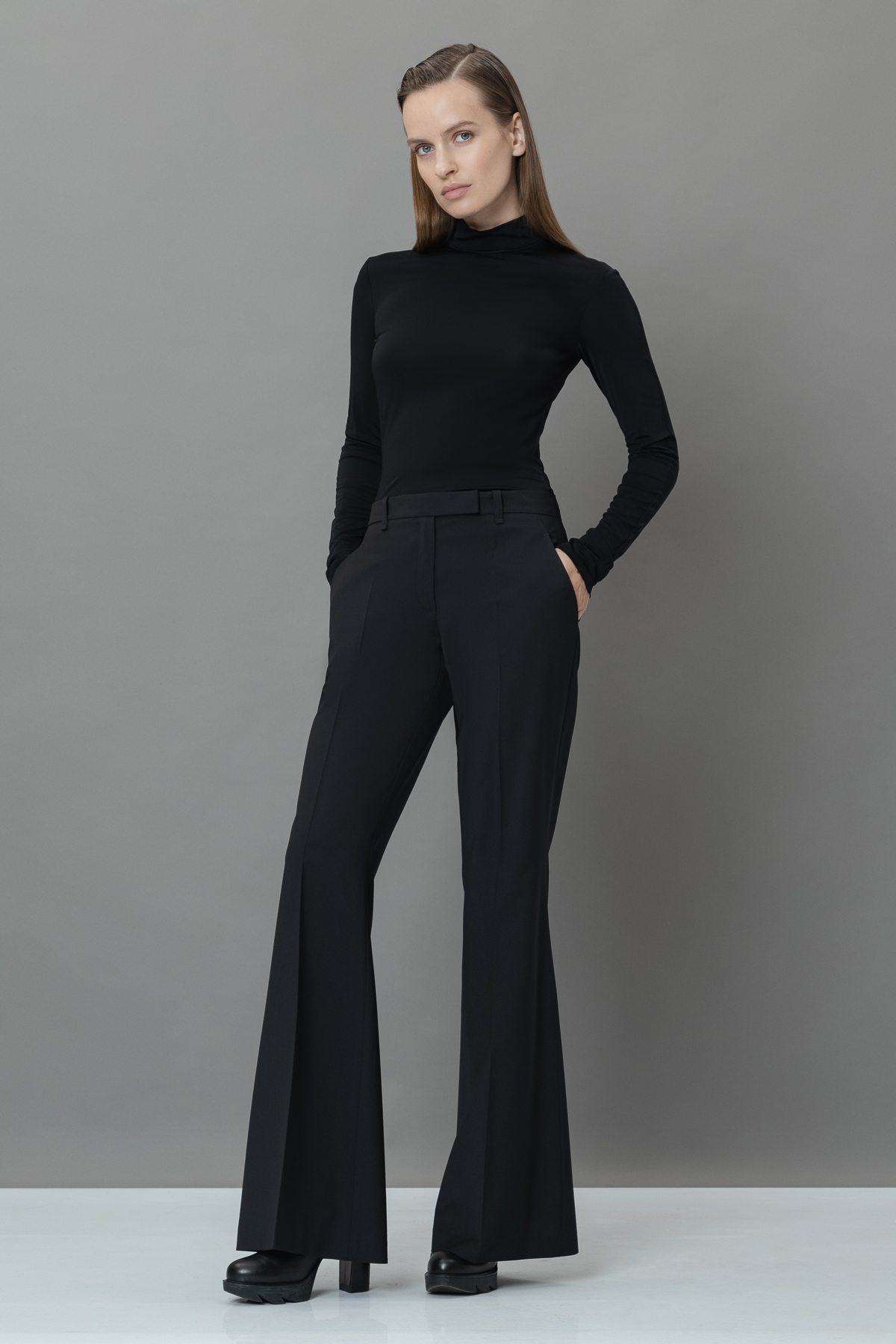 Брюки-клеш VASSA&Co, пол женский, цвет черный, фото №3