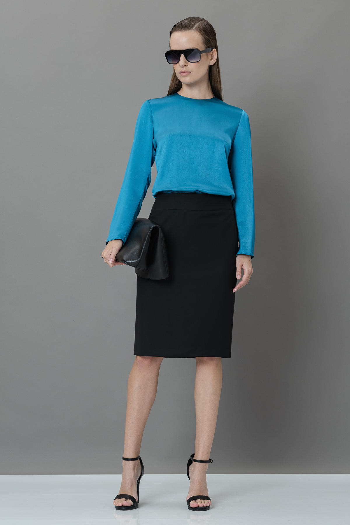 Блузка из вискозы VASSA&Co, пол женский, цвет голубой, фото №2