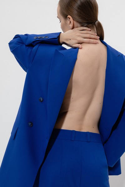 Жакет прямого кроя VASSA&Co, пол женский, цвет синий, фото №5