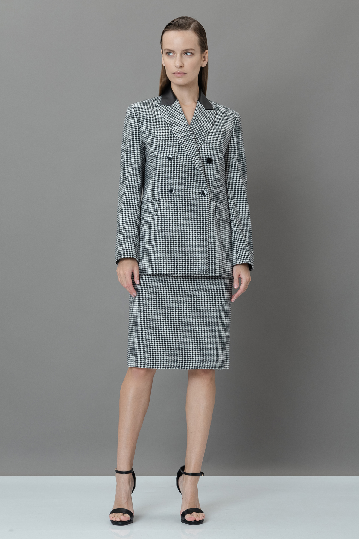 Юбка в гусиную лапку VASSA&Co, пол женский, цвет черный, фото №2