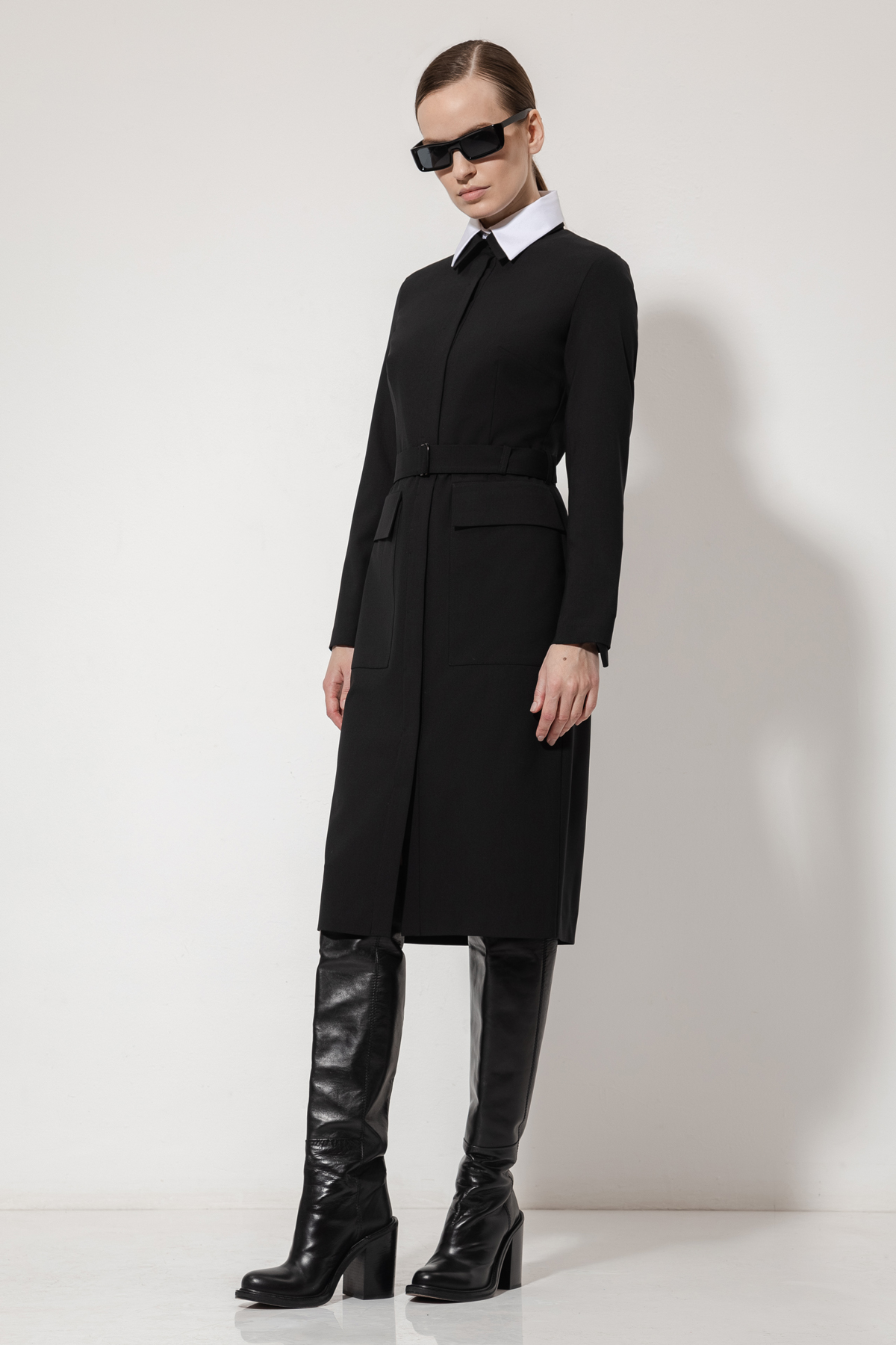 Платье с рубашечным воротником VASSA&Co, пол женский, цвет черный, фото №3