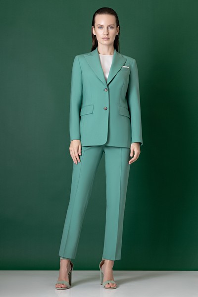 Однобортный жакет VASSA&Co, пол женский, цвет зеленый, фото №3