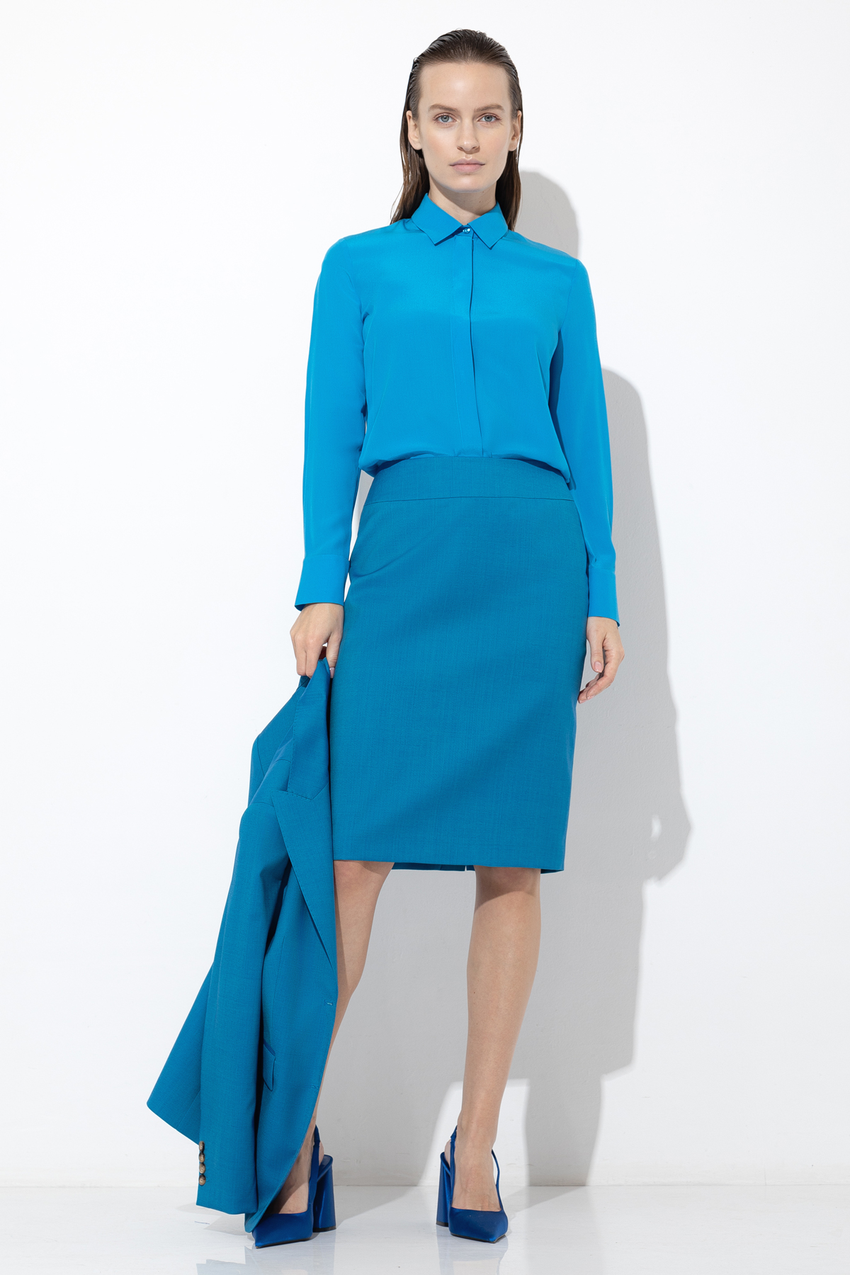 Юбка VASSA&Co, пол женский, цвет голубой, фото №3