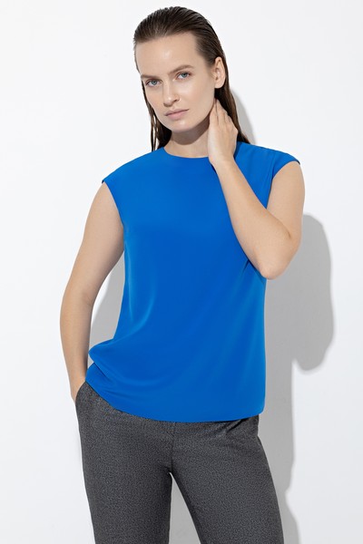 Блузка VASSA&Co, пол женский, цвет синий, фото №3