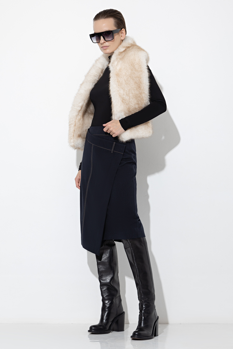 Шарф из меха VASSA&Co, пол женский, цвет бежевый, фото №2